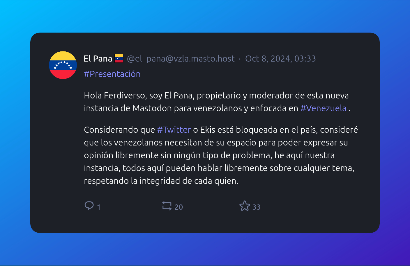Imagen de un post de Mastodon.